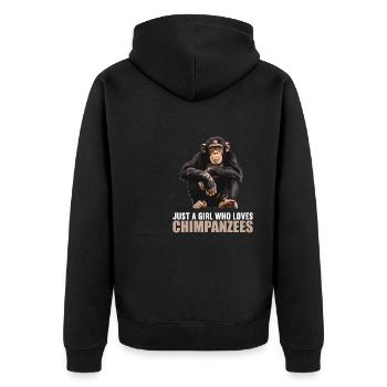 Chimpanzee Schimpansen Schimpanse - Unisex Premium Bio Zip Hoodie - Schwarz - Hinten - Nico (187cm)