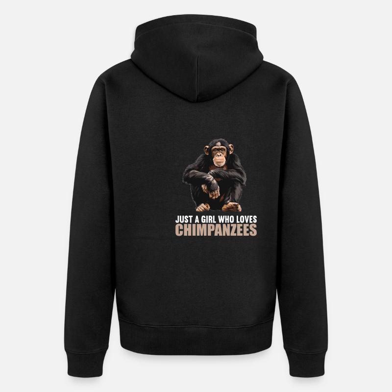 Chimpanzee Schimpansen Schimpanse - Unisex Premium Bio Zip Hoodie - Schwarz