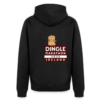 Dingle Marathon – 2025 - Irland - Unisex Premium Bio Zip Hoodie - Schwarz - Hinten - Nico (187cm)