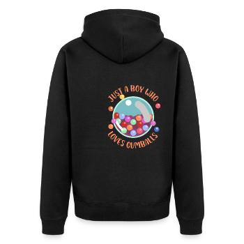 Juste un garçon qui aime les boules de gomme à mâcher du chewing-gum - Veste à capuche bio Premium Unisexe - noir - Dos - Nico (187cm)