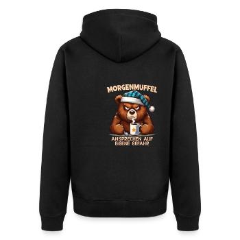 Approach morning grouches at your own risk - Unisex Premium Organic Zip Hoodie - black - Back - Nico (187cm)