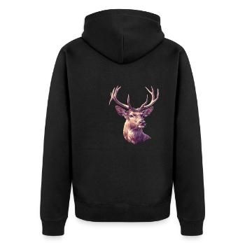 Deer Deer - Unisex Premium Organic Zip Hoodie - black - Back - Nico (187cm)