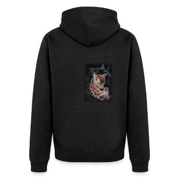 Hirsche Hirsch - Unisex Premium Bio Zip Hoodie - Schwarz - Hinten - Nico (187cm)