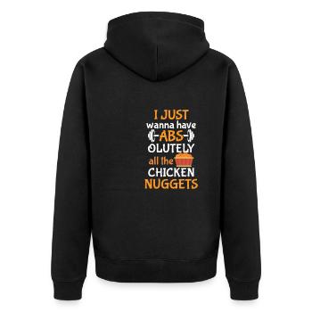 absolutely all the chicken nuggets Design - Unisex Premium Bio Zip Hoodie - Schwarz - Hinten - Nico (187cm)