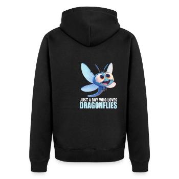 Dragonflies Dragonfly - Unisex Premium Organic Zip Hoodie - black - Back - Nico (187cm)