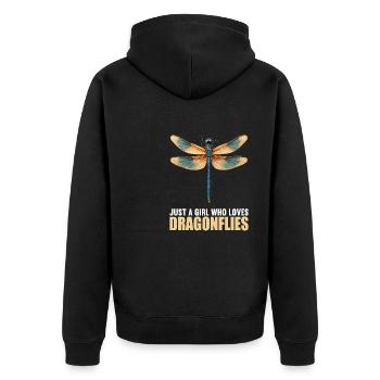 Dragonflies Dragonfly - Unisex Premium Organic Zip Hoodie - black - Back - Nico (187cm)