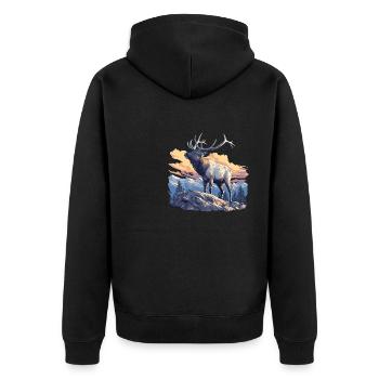 Moose Moose - Unisex Premium Organic Zip Hoodie - black - Back - Nico (187cm)