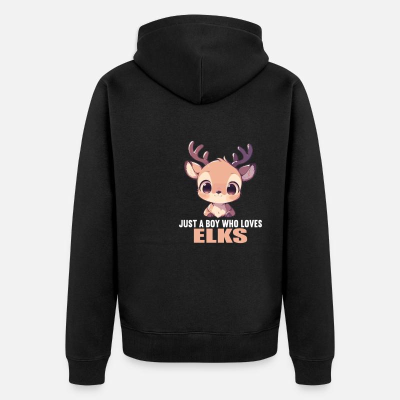 Elche Elch - Unisex Premium Bio Zip Hoodie - Schwarz