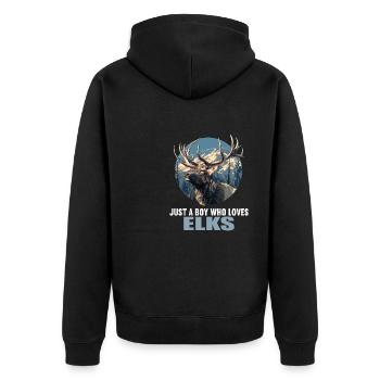 Moose Moose - Unisex Premium Organic Zip Hoodie - black - Back - Nico (187cm)