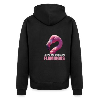 Flamingos Flamingo - Unisex Premium Bio Zip Hoodie - Schwarz - Hinten - Nico (187cm)