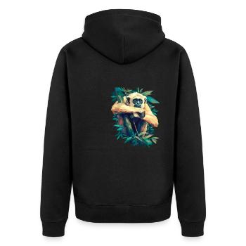 Gibbons Gibbon - Unisex Premium Bio Zip Hoodie - Schwarz - Hinten - Nico (187cm)