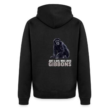 Gibbons Gibbon - Unisex Premium Bio Zip Hoodie - Schwarz - Hinten - Nico (187cm)