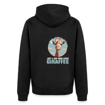 Giraffen Giraffe - Unisex Premium Bio Zip Hoodie - Schwarz - Hinten - Nico (187cm)