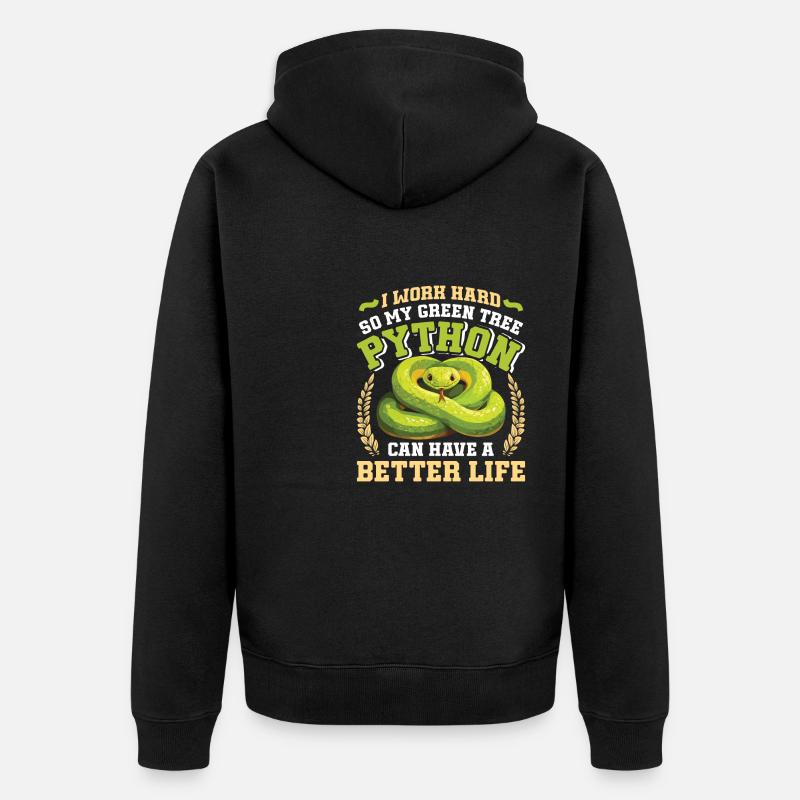 Green Tree Python - Unisex Premium Bio Zip Hoodie - Schwarz