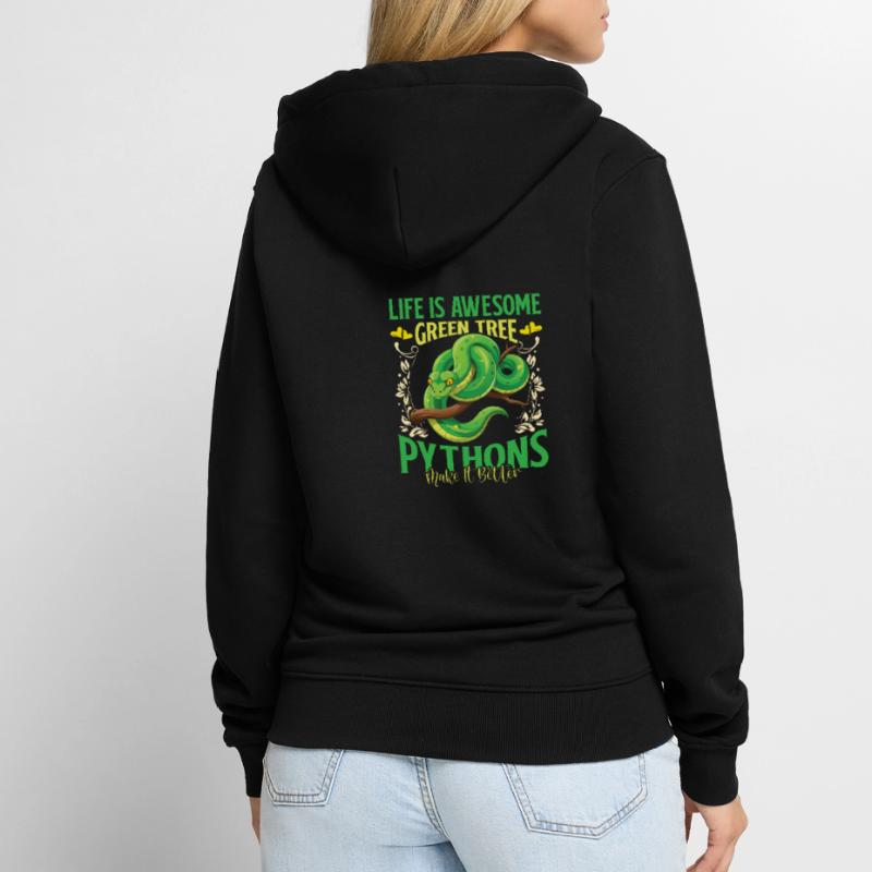 Green Tree Python Unisex Premium Organic Zip Hoodie