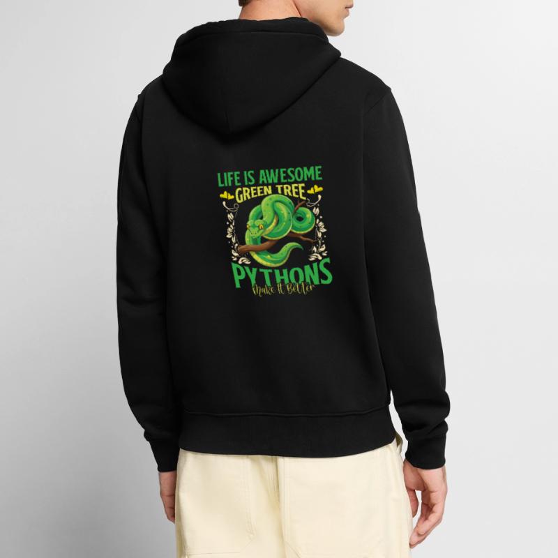 Green Tree Python Unisex Premium Organic Zip Hoodie