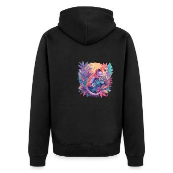 Geckos Gecko - Unisex Premium Organic Zip Hoodie - black - Back - Nico (187cm)