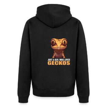 Geckos Gecko - Unisex Premium Organic Zip Hoodie - black - Back - Nico (187cm)