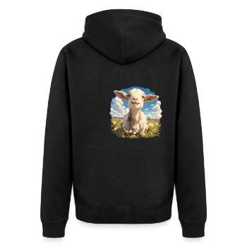Ziegen Ziege - Unisex Premium Bio Zip Hoodie - Schwarz - Hinten - Nico (187cm)