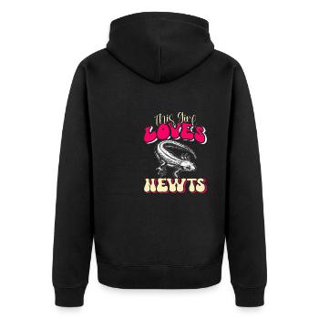Molch - Unisex Premium Bio Zip Hoodie - Schwarz - Hinten - Nico (187cm)