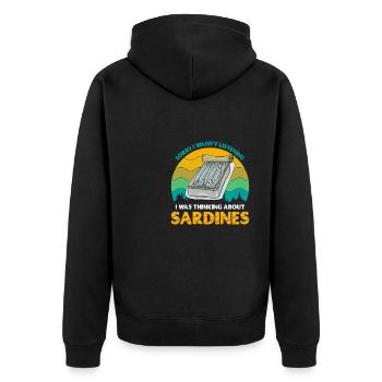 Sardines, Pêche, Poisson - Veste à capuche bio Premium Unisexe - noir - Dos - Nico (187cm)