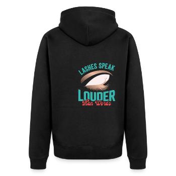 Lash Tech - Unisex Premium Bio Zip Hoodie - Schwarz - Hinten - Nico (187cm)