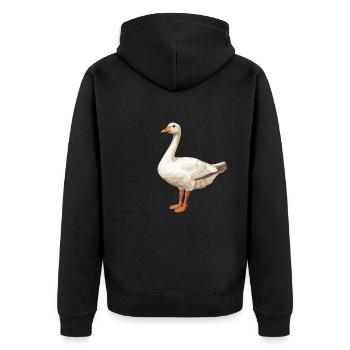 geese goose - Unisex Premium Organic Zip Hoodie - black - Back - Nico (187cm)