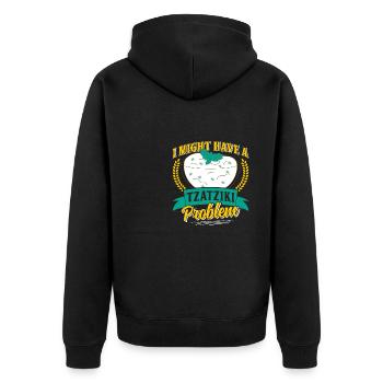 Griechische Brot Zwiebeln Pita Tomaten Tzatziki - Unisex Premium Bio Zip Hoodie - Schwarz - Hinten - Nico (187cm)