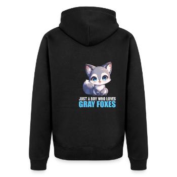 Gray foxes Gray fox - Unisex Premium Organic Zip Hoodie - black - Back - Nico (187cm)