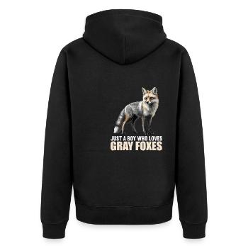 Gray foxes Gray fox - Unisex Premium Organic Zip Hoodie - black - Back - Nico (187cm)
