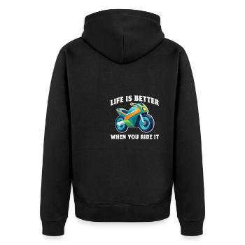 Pocketbike, Pocket Bike, moto - Veste à capuche bio Premium Unisexe - noir - Dos - Nico (187cm)