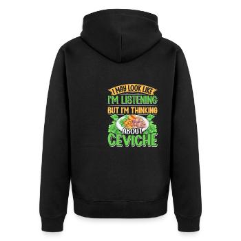 Seafood Peruvian Ceviche - Unisex Premium Bio Zip Hoodie - Schwarz - Hinten - Nico (187cm)