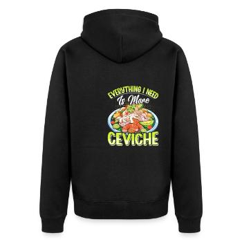 Seafood Peruvian Ceviche - Unisex Premium Bio Zip Hoodie - Schwarz - Hinten - Nico (187cm)
