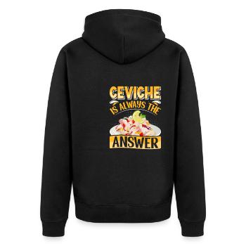 Seafood Peruvian Ceviche - Unisex Premium Bio Zip Hoodie - Schwarz - Hinten - Nico (187cm)