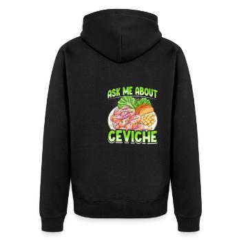 Seafood Peruvian Ceviche - Unisex Premium Bio Zip Hoodie - Schwarz - Hinten - Nico (187cm)