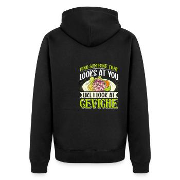Seafood Peruvian Ceviche - Unisex Premium Bio Zip Hoodie - Schwarz - Hinten - Nico (187cm)