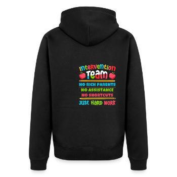 Enseignant d’intervention, Spécialiste de l’intervention - Veste à capuche bio Premium Unisexe - noir - Dos - Nico (187cm)