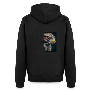 Falken Falke - Unisex Premium Bio Zip Hoodie - Schwarz - Hinten - Nico (187cm)