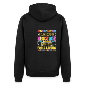 Intervention Teacher, Intervention specialist - Unisex Premium Bio Zip Hoodie - Schwarz - Hinten - Nico (187cm)