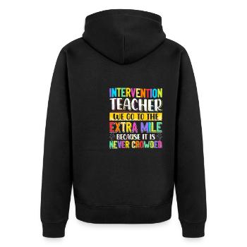 Intervention Teacher, Intervention specialist - Unisex Premium Bio Zip Hoodie - Schwarz - Hinten - Nico (187cm)