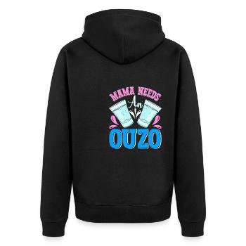Griechenland Ouzo - Unisex Premium Bio Zip Hoodie - Schwarz - Hinten - Nico (187cm)