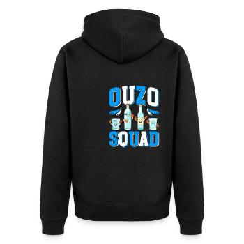 Griechenland Ouzo - Unisex Premium Bio Zip Hoodie - Schwarz - Hinten - Nico (187cm)