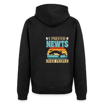 Molch - Unisex Premium Bio Zip Hoodie - Schwarz - Hinten - Nico (187cm)