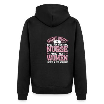 Caregiver Infection Control - Unisex Premium Organic Zip Hoodie - black - Back - Nico (187cm)
