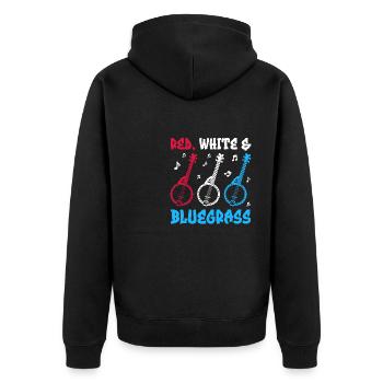 Red White And Bluegrass Banjo Player American Folk - Unisex Premium Bio Zip Hoodie - Schwarz - Hinten - Nico (187cm)