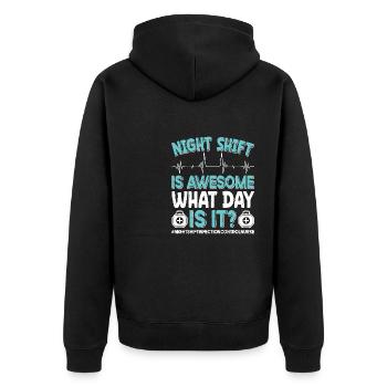 Caregiver Infection Control - Unisex Premium Organic Zip Hoodie - black - Back - Nico (187cm)