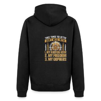 Marmotte, Chasseur, Chasse - Veste à capuche bio Premium Unisexe - noir - Dos - Nico (187cm)