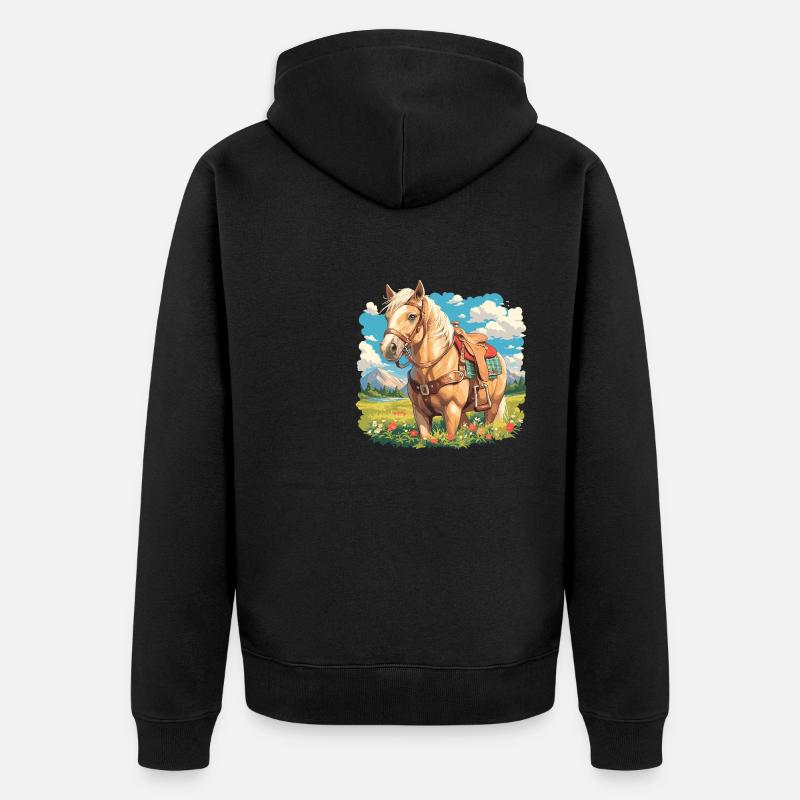 Chevaux Cheval - Veste à capuche bio Premium Unisexe - noir