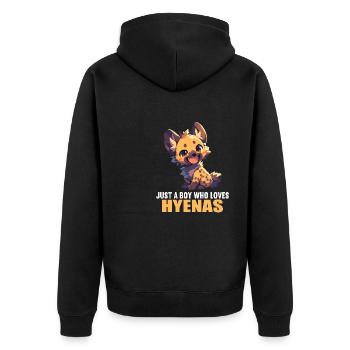 Hyena Hyena - Unisex Premium Organic Zip Hoodie - black - Back - Nico (187cm)