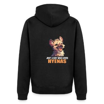 Hyena Hyena - Unisex Premium Organic Zip Hoodie - black - Back - Nico (187cm)